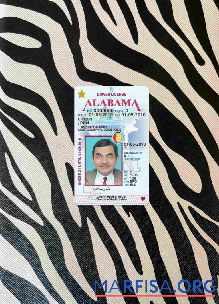 Downloadable USA Alabama driving license under 21 photolook download for verification